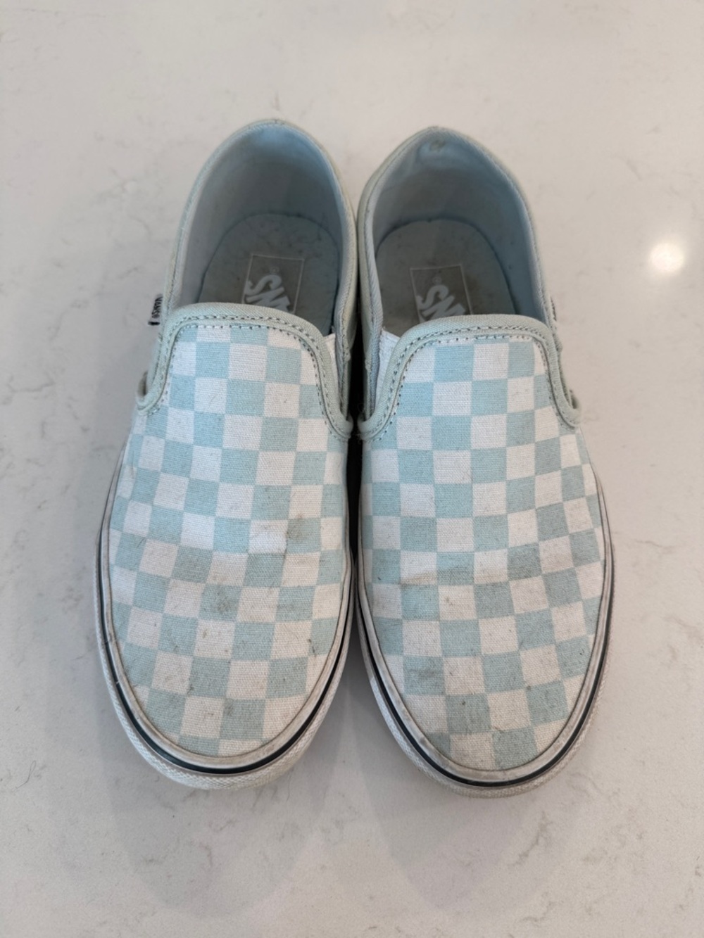 Vans Women’s Slip-On Checkerboard Shoes - Light Blue/White size 7.5